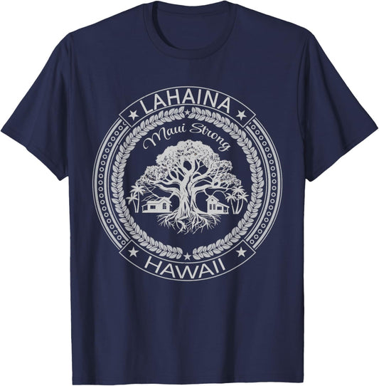 Lahaina Strong Collection - Embrace the Bayan Tree Spirit T-Shirt - T-Shirt | Navy