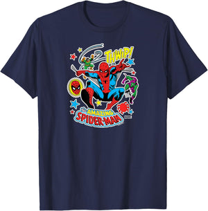 Spider-Man - Sticker Collage T-Shirt - T-Shirt | Navy