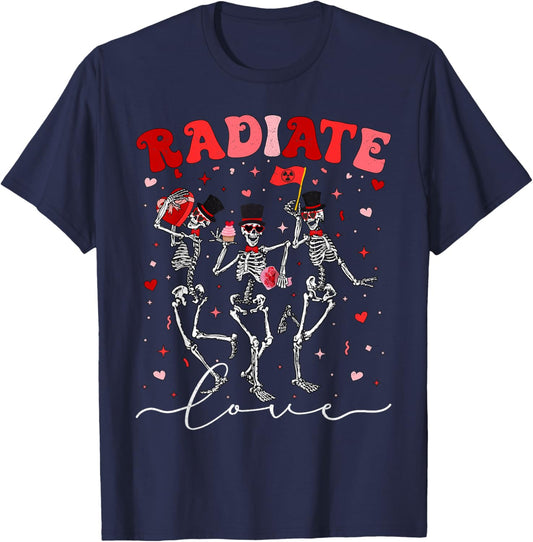 Radiate Love Radiation Therapist Valentines X-Ray Radiology T-Shirt - T-Shirt | Navy