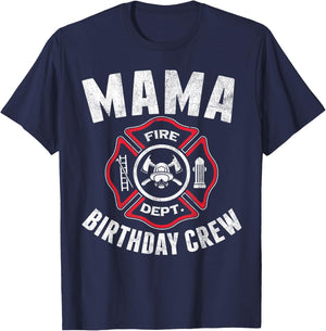 Mama Birthday Crew Fireman Firefighter Costume Party T-Shirt - T-Shirt | Navy