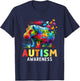 Hippo Autism Awareness Month Autistic T-Shirt - T-Shirt | Navy