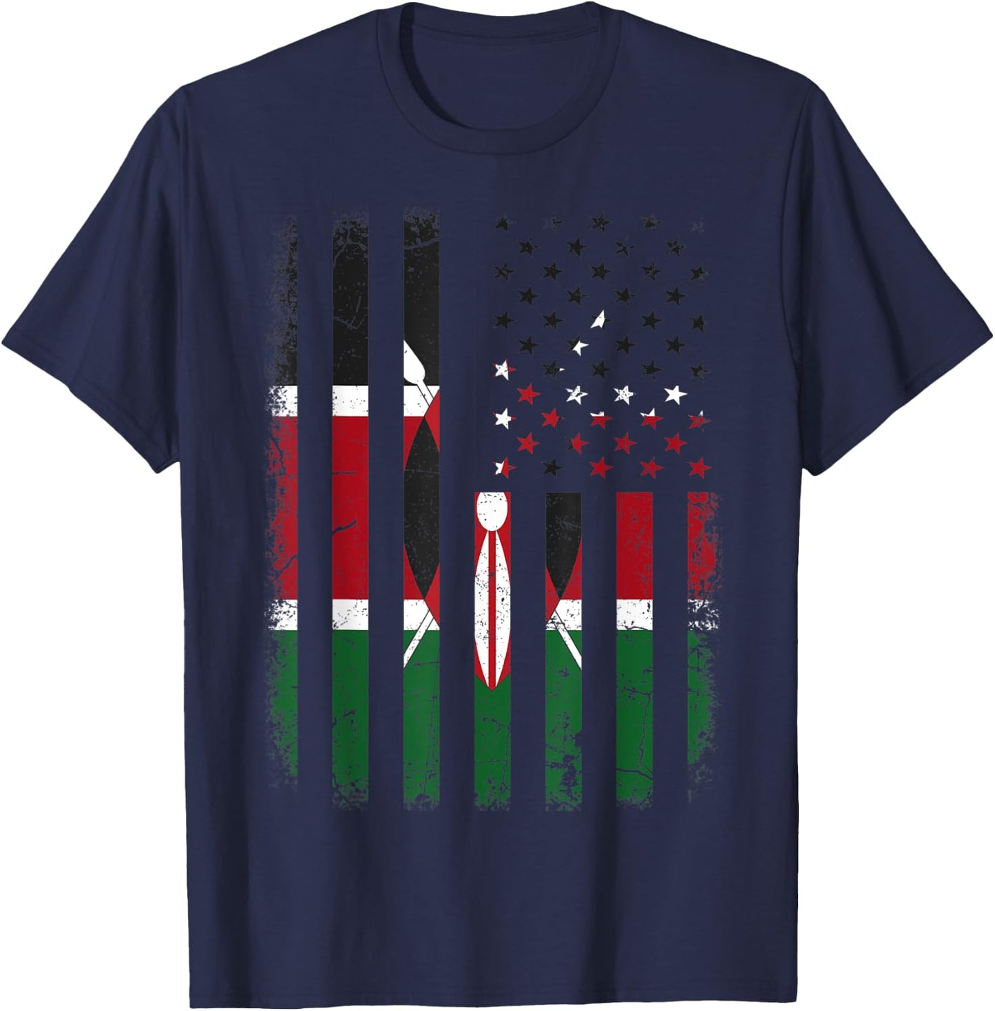 Kenyan American Flag Kenya America Pride Heritage Kids Men T-Shirt - T-Shirt | Navy