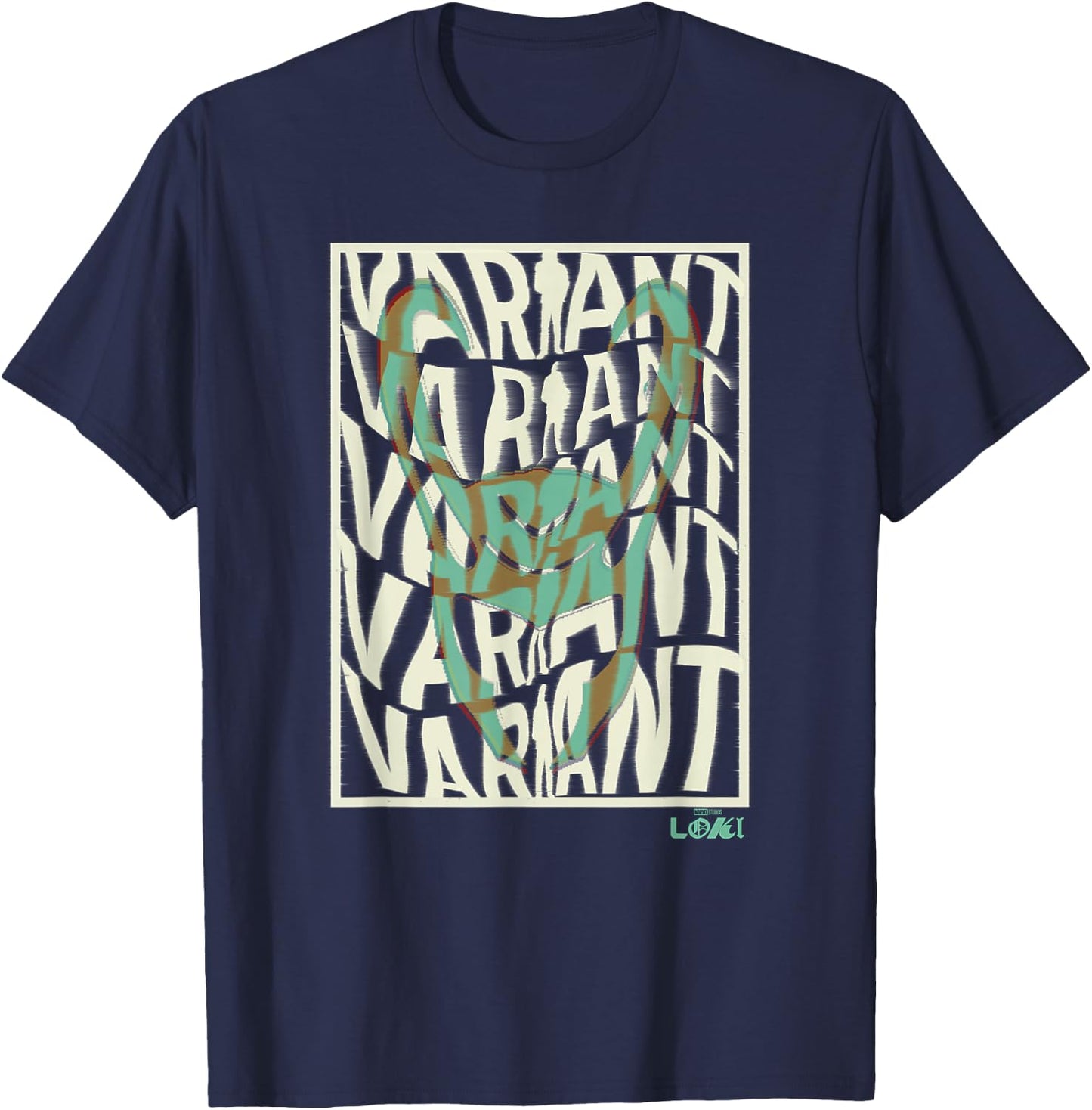 Marvel Loki Variant Word Stack Square Loki Horns T-Shirt - T-Shirt | Navy