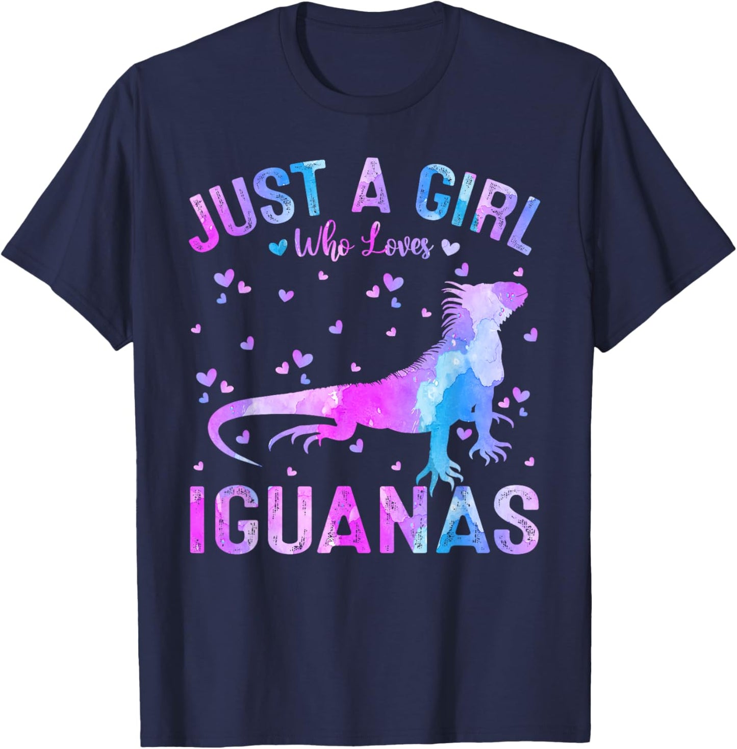 Colorful Just A Girl Who Loves Iguanas Women Girls T-Shirt - T-Shirt | Navy