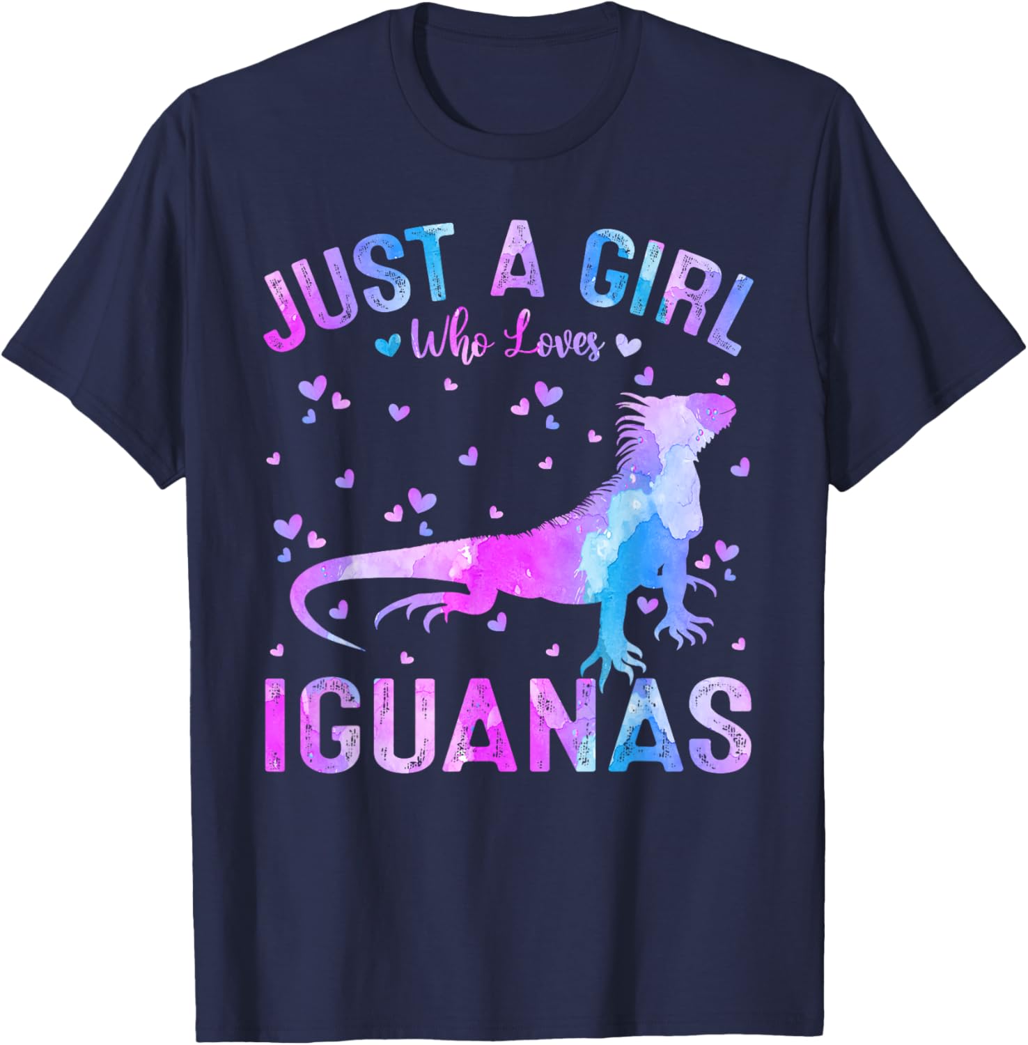 Colorful Just A Girl Who Loves Iguanas Women Girls T-Shirt - T-Shirt | Navy