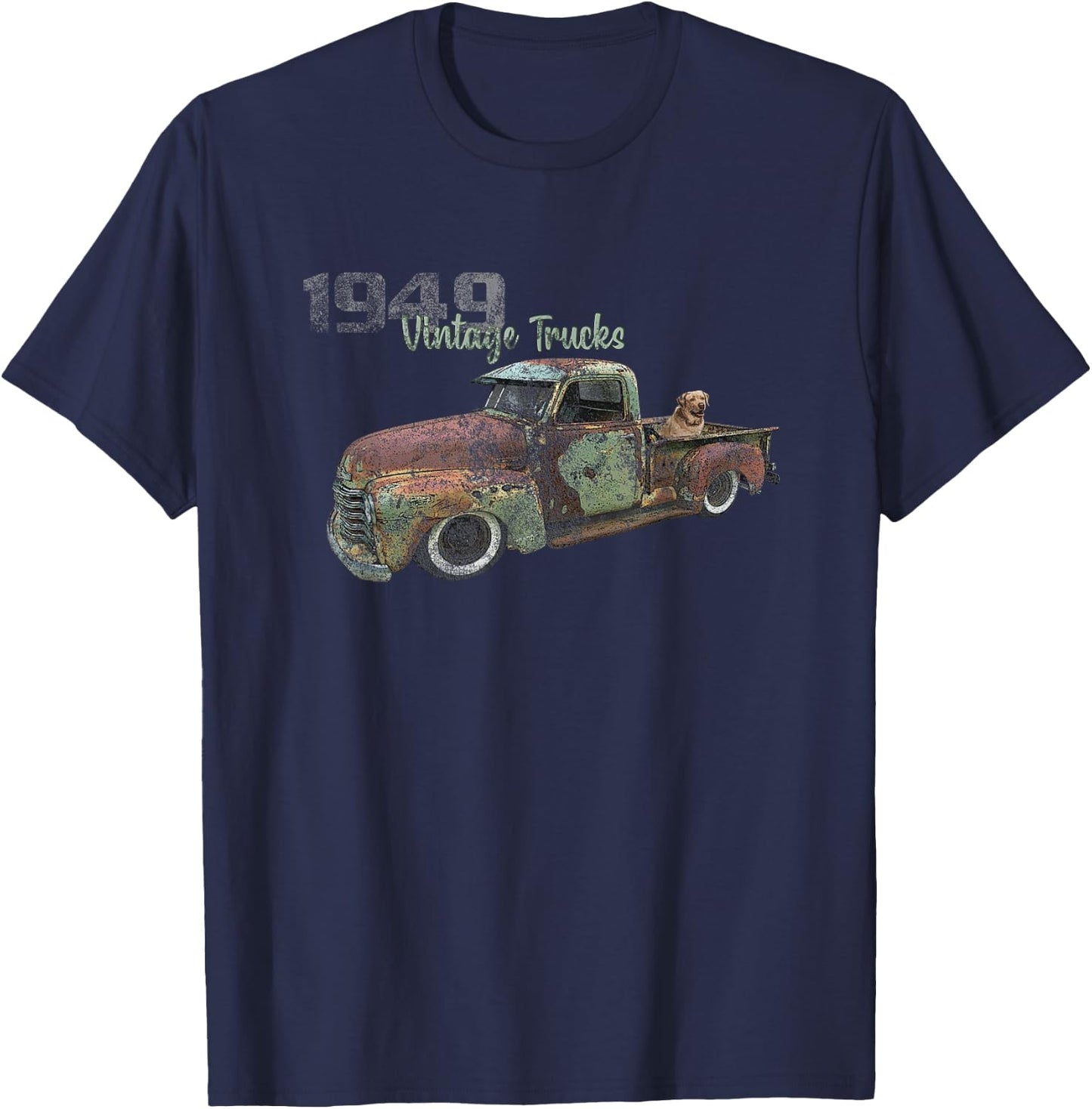 OLD 1949 PICKUP TRUCK, 1940s VINTAGE PICK UP, CLASSIC TRUCKS T-Shirt - T-Shirt | Navy