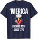 4th July Merica Kicking Ass Since 1776 Eagle Distressed T-Shirt - T-Shirt | Navy