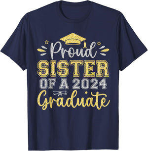 Proud Sister of a 2024 Graduate Senior Graduation Girl Women T-Shirt - T-Shirt | Navy