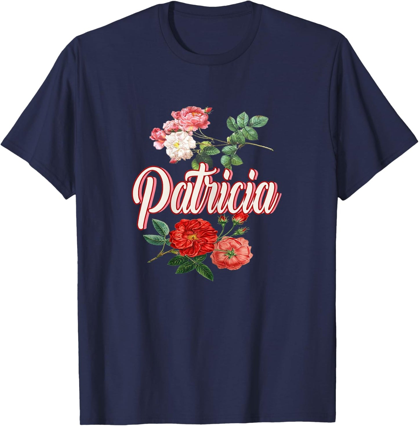 Patricia Name With Flowers T-Shirt - T-Shirt | Navy