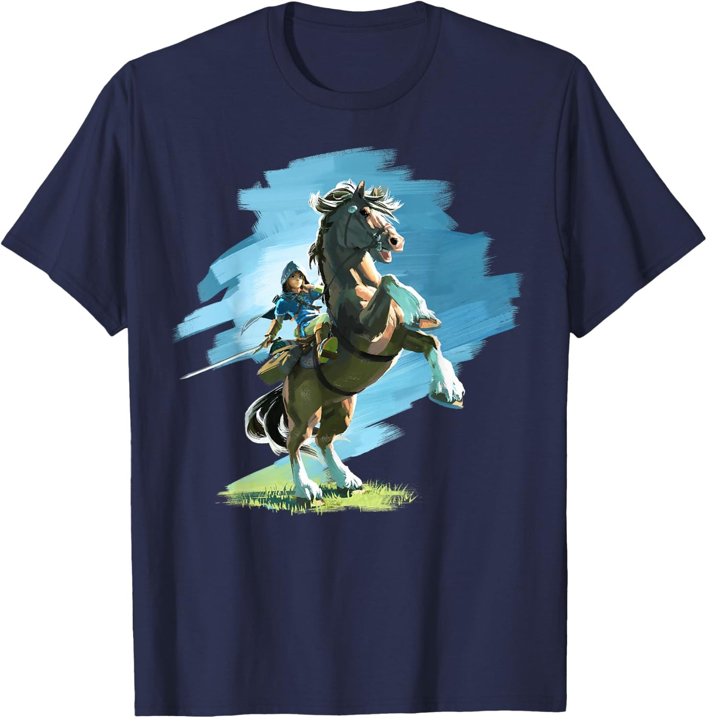The Legend Of Zelda Breath Of The Wild Link And Epona Paint T-Shirt - T-Shirt | Navy