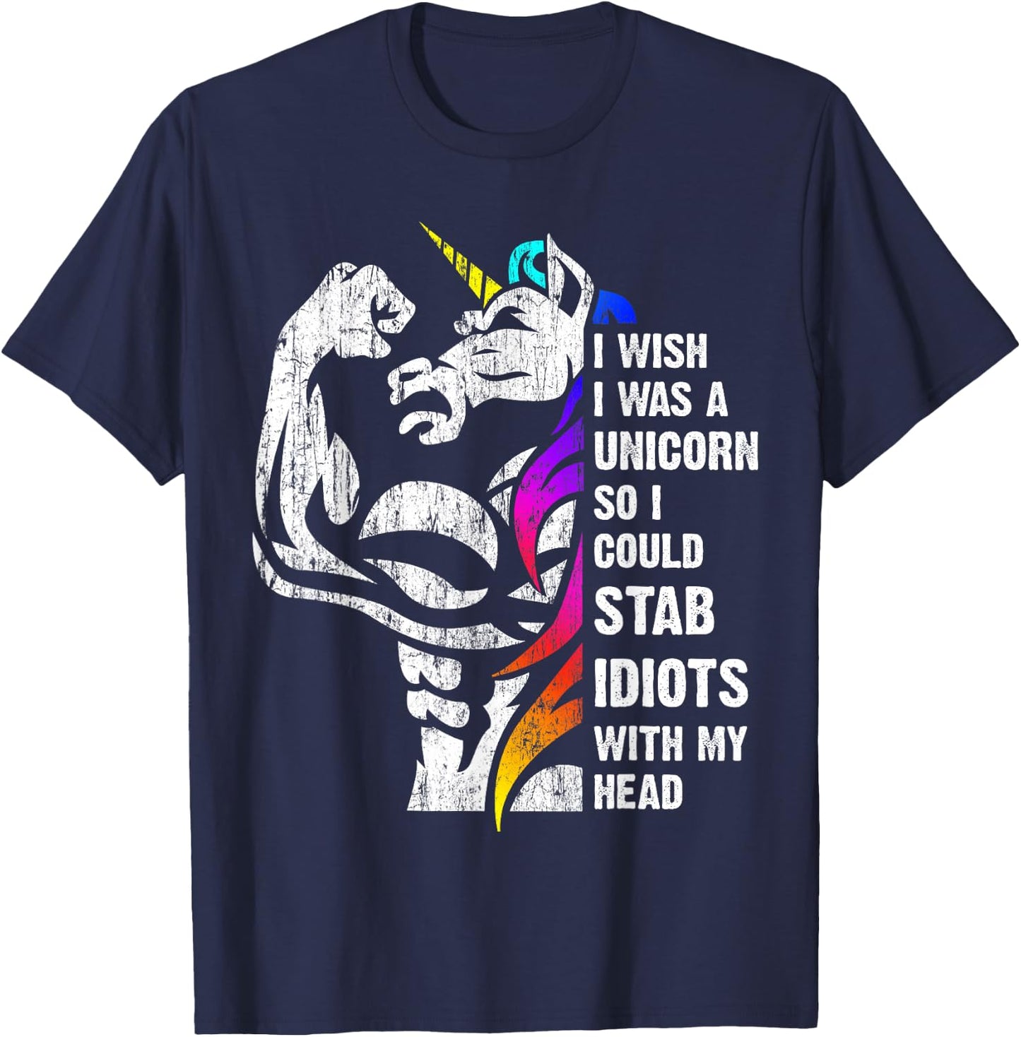 I wish I would be a unicorn, so I diotten with me T-Shirt - T-Shirt | Navy