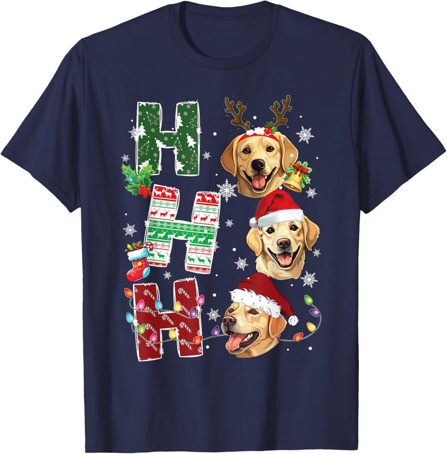 Ho Ho Ho Labrador Retriever Christmas Dogs Costume Pajamas T-Shirt - T-Shirt | Navy