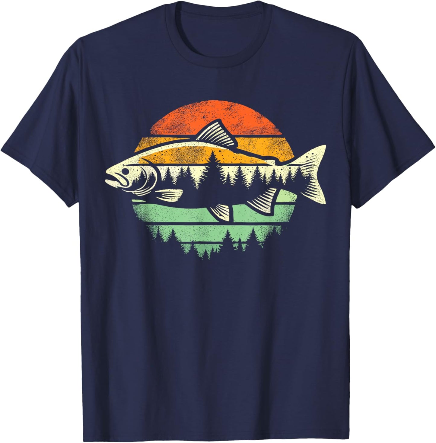 Fishing Retro Fish Nature Wildlife Fisherman T-Shirt - T-Shirt | Navy
