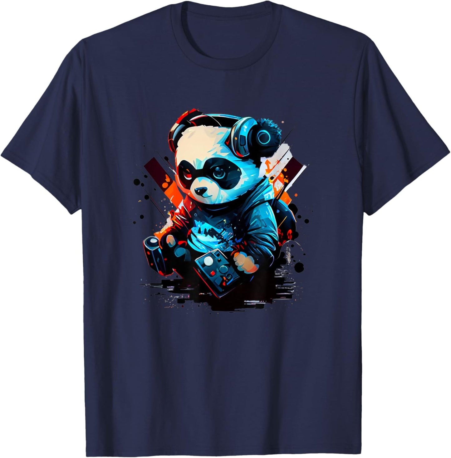Music Gaming Panda T-Shirt - T-Shirt | Navy