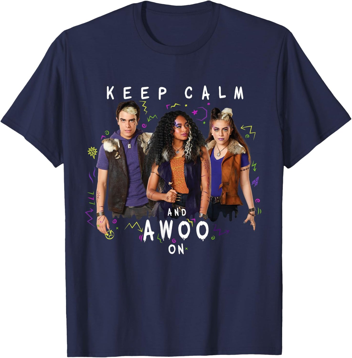Disney Channel Zombies 2 Keep Calm and Awoo On T-Shirt - T-Shirt | Navy