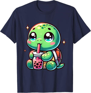 Cute turtle drinking boba. Funny Boba Turtles Lover Girls T-Shirt - T-Shirt | Navy