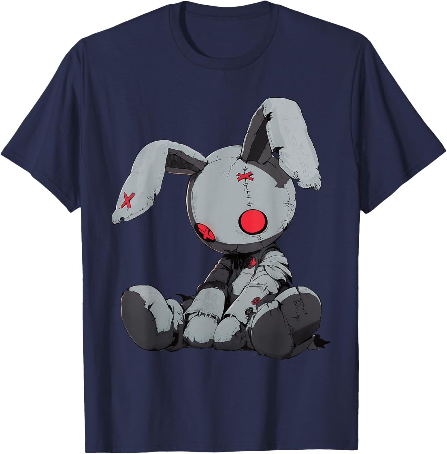 Dead Bunny Doll Goth Cute E-Girl Gothic Outfit Grunge T-Shirt - T-Shirt | Navy