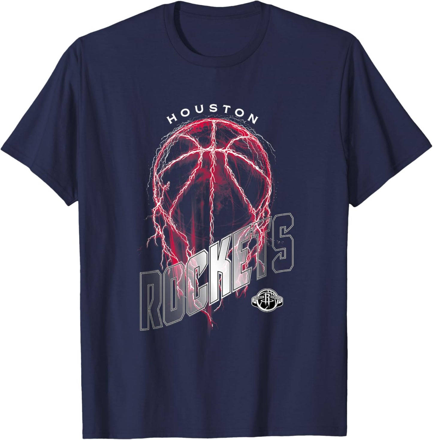 NBA Houston Rockets Lightning Bolt Basketball Logo T-Shirt - T-Shirt | Navy
