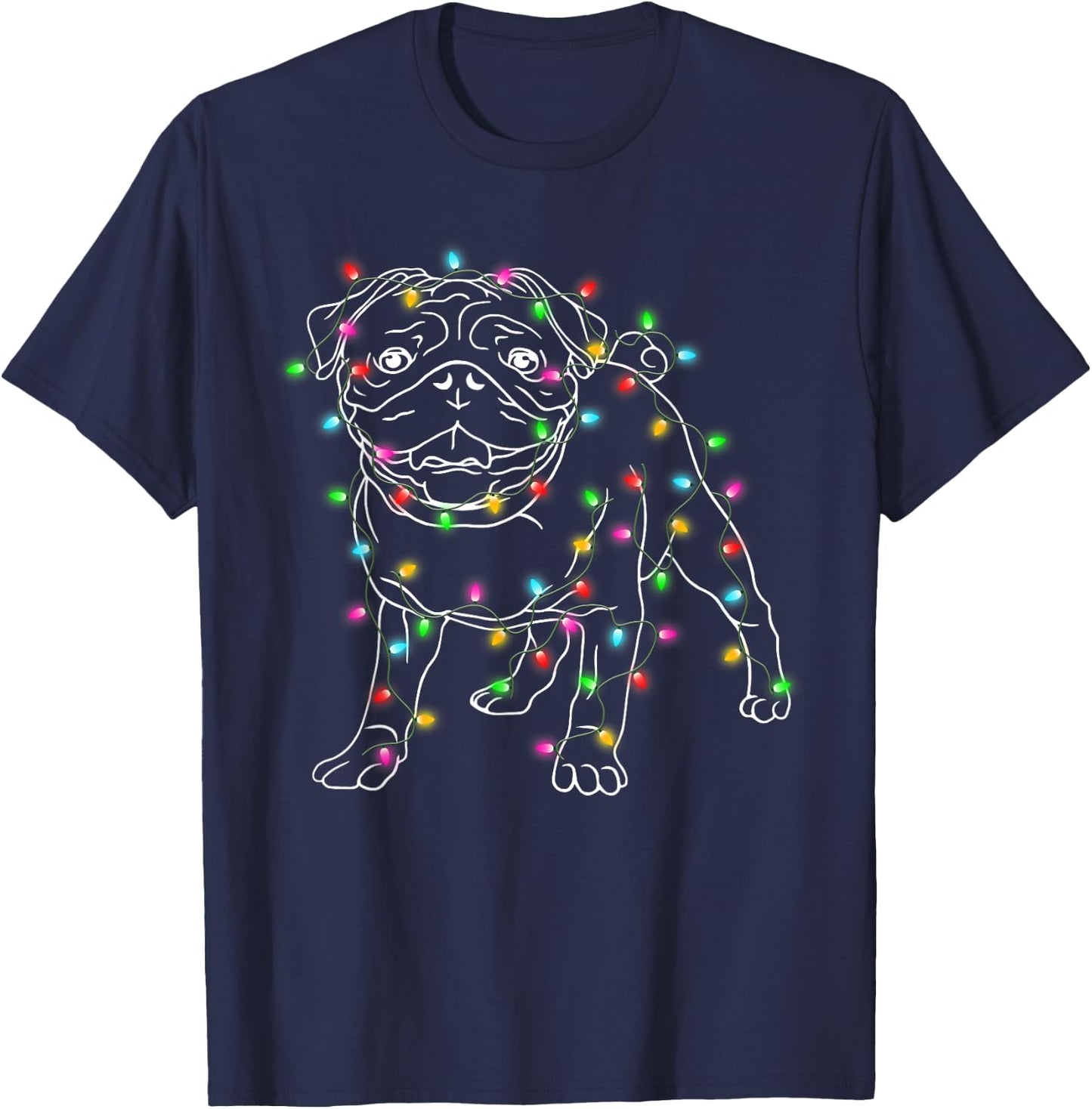 Pug Dogs Tree Christmas Sweater Xmas Pet Animal Dog Gifts T-Shirt - T-Shirt | Navy