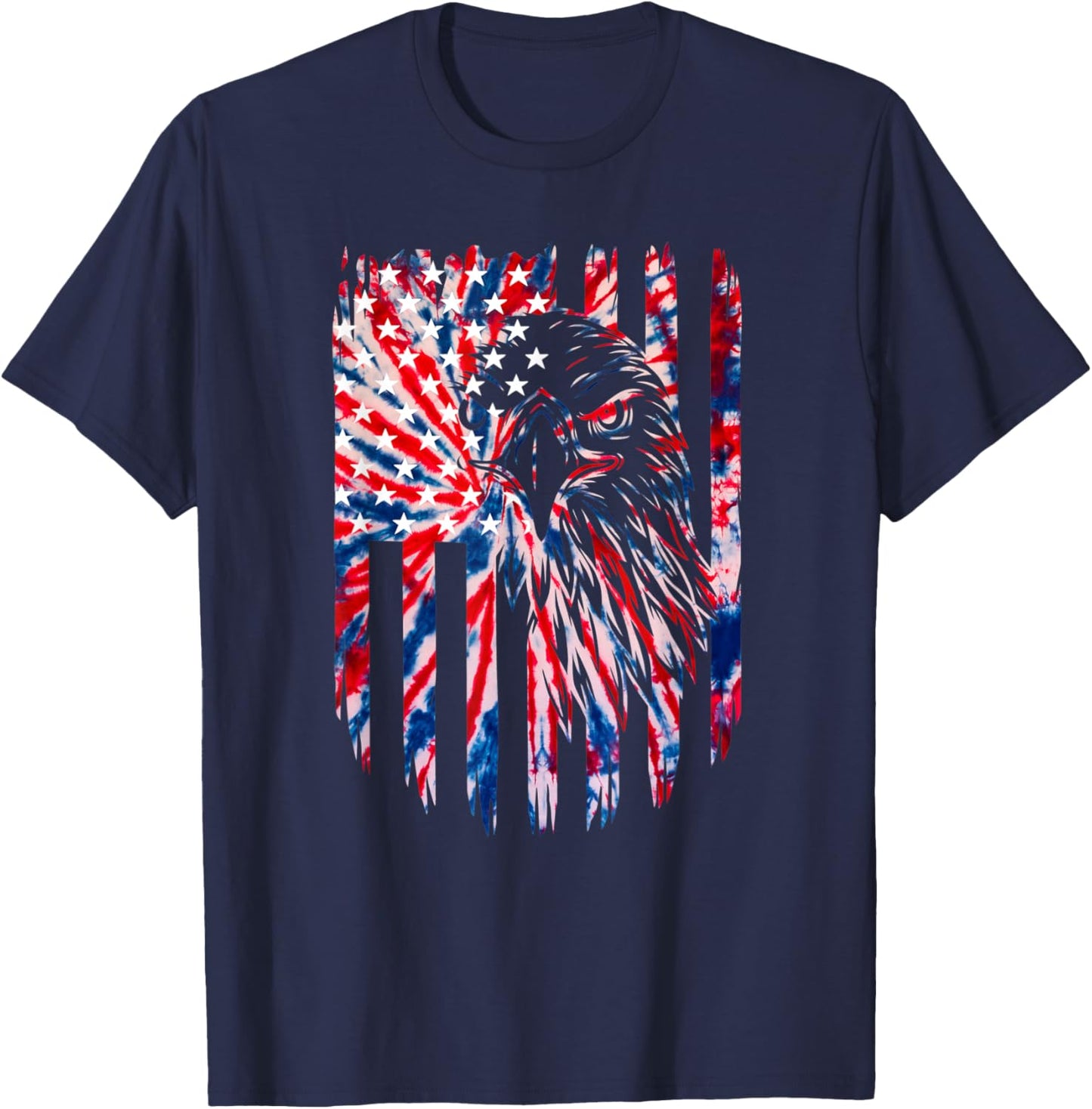 Bald Eagle 4th of July Christmas American USA Flag Tie Dye Kids Men T-Shirt - T-Shirt | Navy