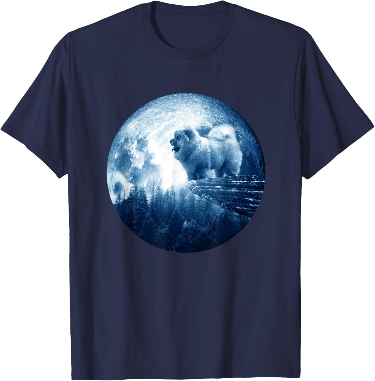 Rough Chow Chow Dog Moon Dog Mom Dad Women Men Dog Lovers T-Shirt - T-Shirt | Navy