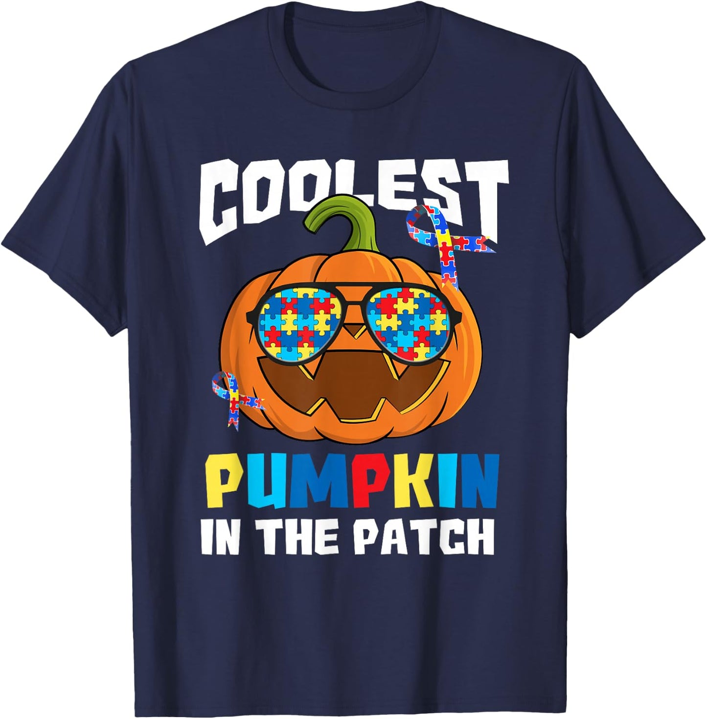 Coolest Pumpkin in The Patch Autism Awareness T-Shirt - T-Shirt | Navy