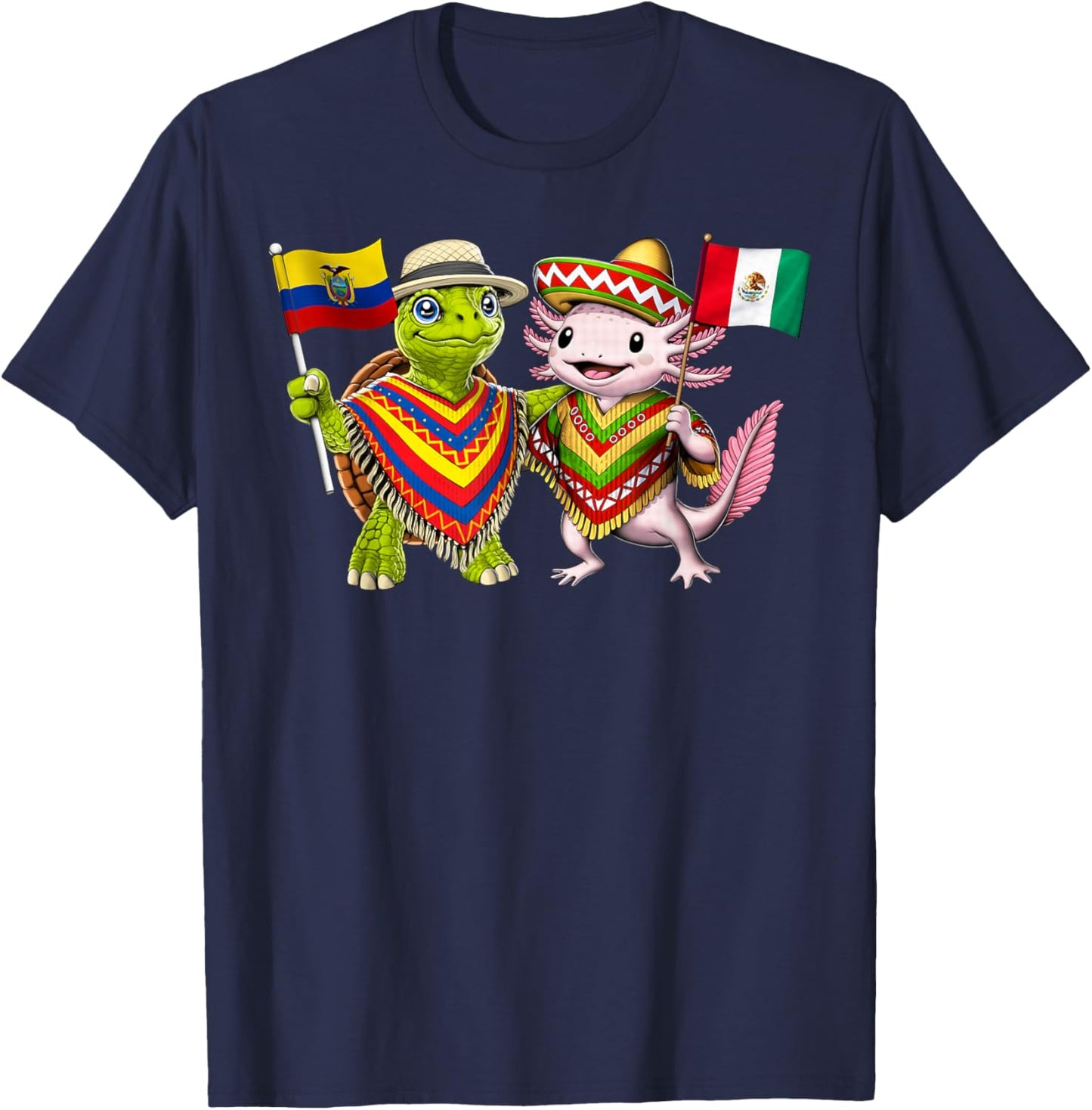 Ecuador Mexico Roots Ecuadorian Mexican Flag Proud Mexican T-Shirt - T-Shirt | Navy
