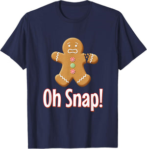 Oh Snap! - Gingerbread Man With An Arm That Is Broke T-Shirt - T-Shirt | Navy