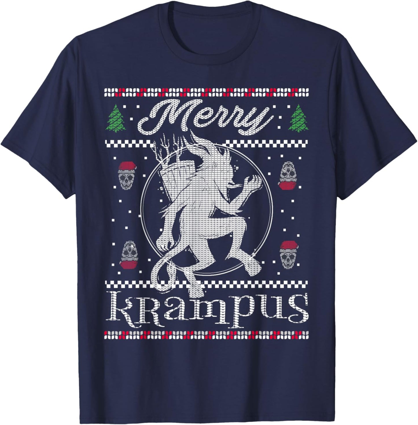 Merry Krampus Christmas Xmas Horror Ugly Sweater Evil Pajama T-Shirt - T-Shirt | Navy