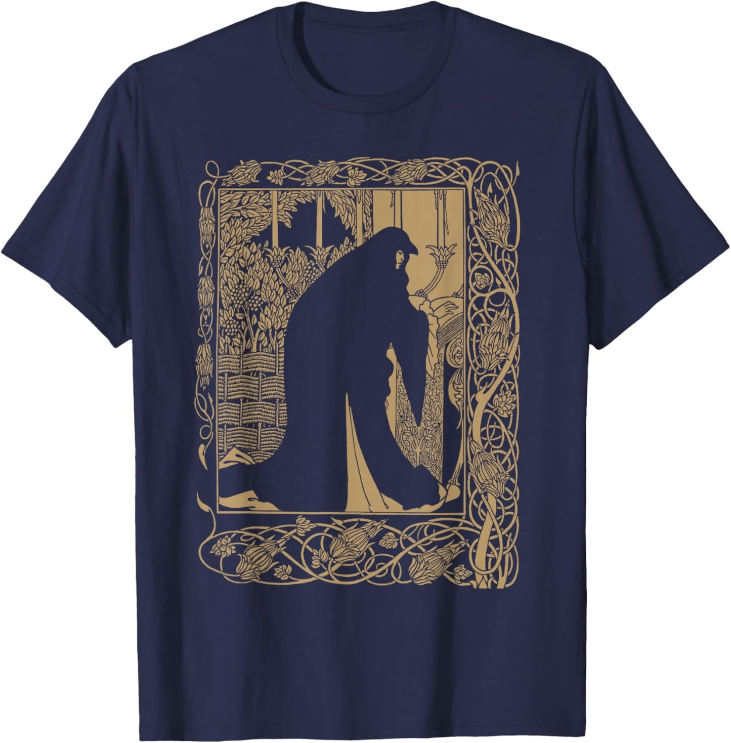 Art Nouveau, Aubrey Beardsley, Le Morte D'Arthur, Guinevere T-Shirt - T-Shirt | Navy