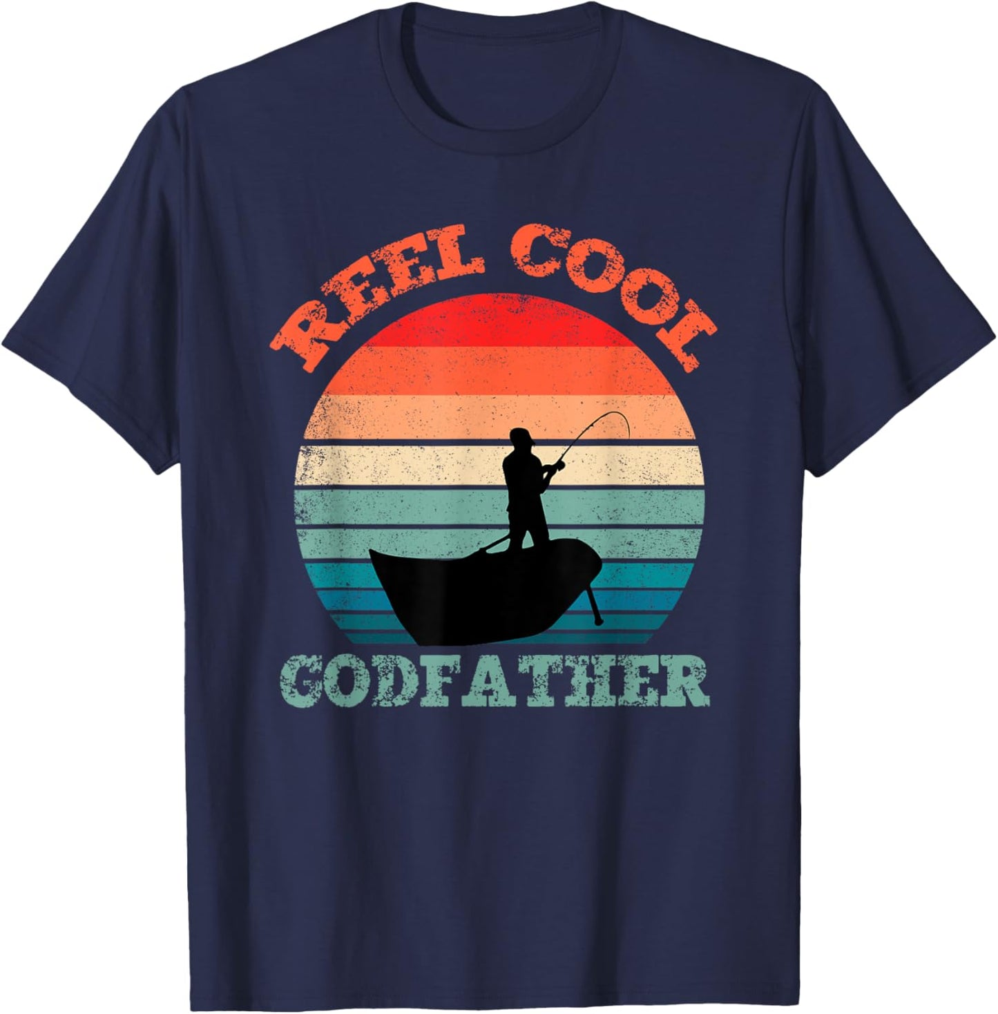 Reel Cool Godfather Fishing Funny Vintage Retro T-Shirt - T-Shirt | Navy