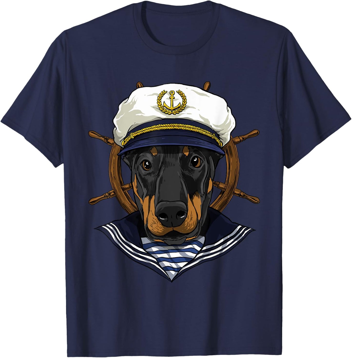 Boat Captain Doberman Dog Lover Pet Boat Lover Owner Sailor T-Shirt - T-Shirt | Navy