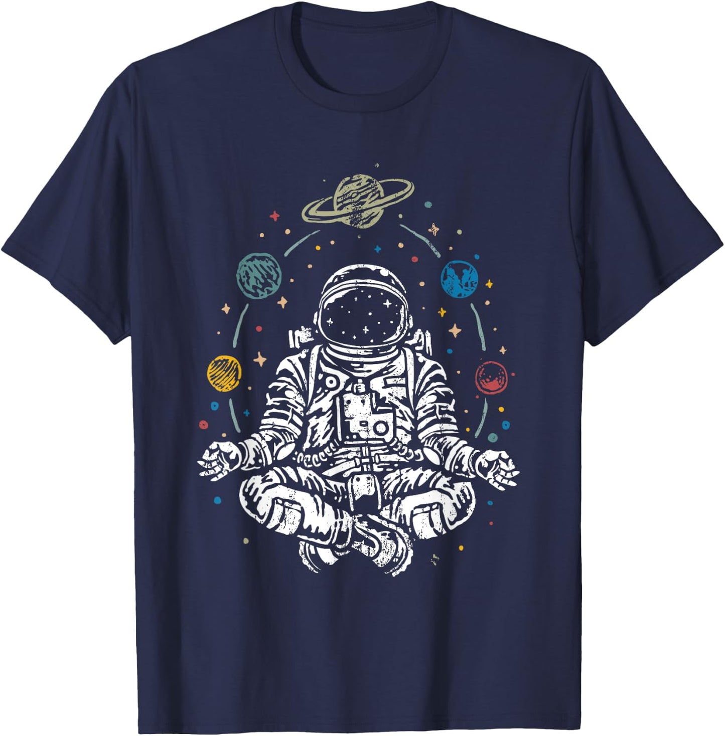 Namaste Planet Outer Space Cosmonaut Yoga Gift Astronaut T-Shirt - T-Shirt | Navy