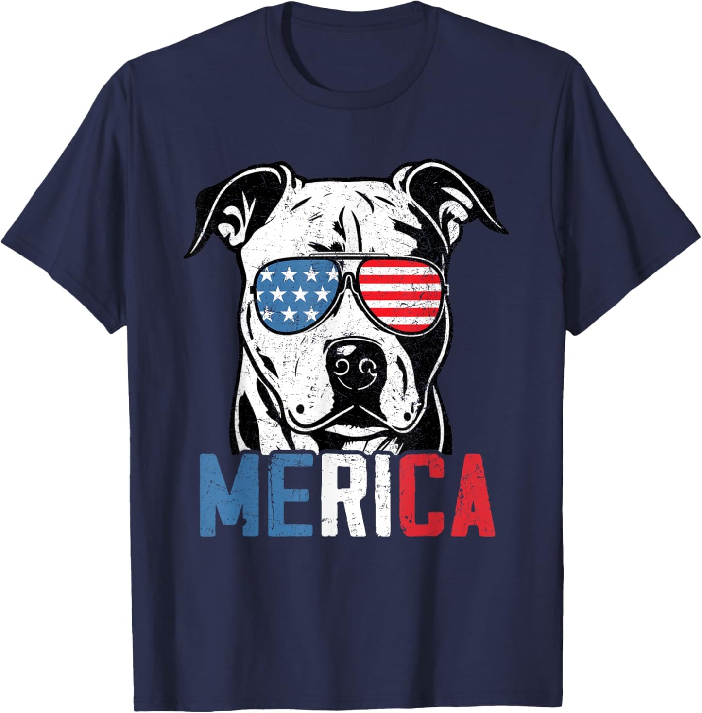 Patriotic Dogo Argentino Dog Merica 4th Of July Funny T-Shirt - T-Shirt | Navy