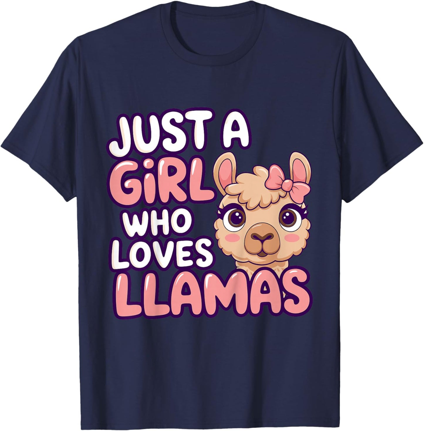 Girl Llama Kids T-Shirt - T-Shirt | Navy