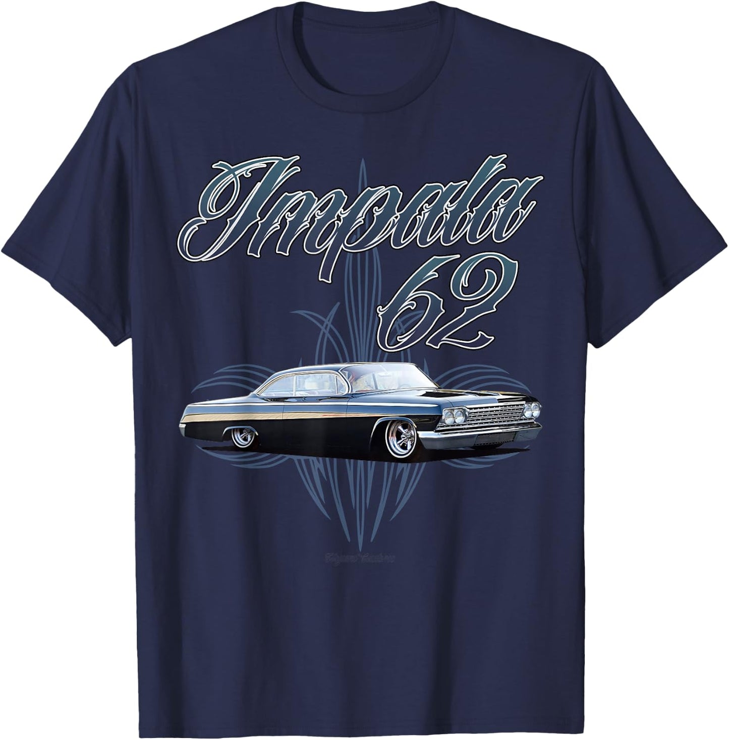 1962 Impala w text Low Rider Kustom Lead Sled Hot Rod Muscle T-Shirt - T-Shirt | Navy