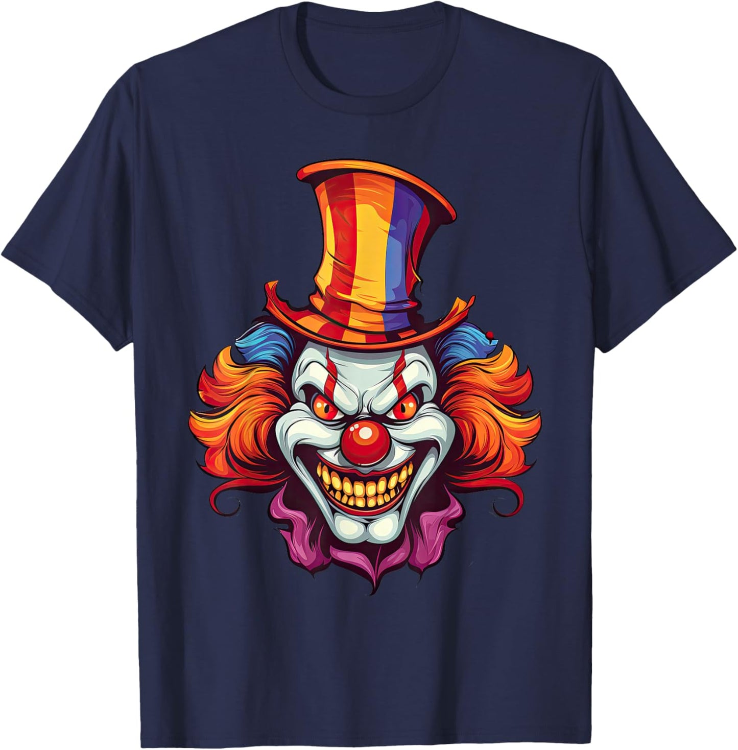 Scary Evil Clown Creepy Spooky Horror Haloween Costume T-Shirt - T-Shirt | Navy