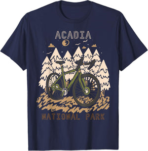 Biking Acadia National Park Souvenir Forest Hike Nature T-Shirt - T-Shirt | Navy