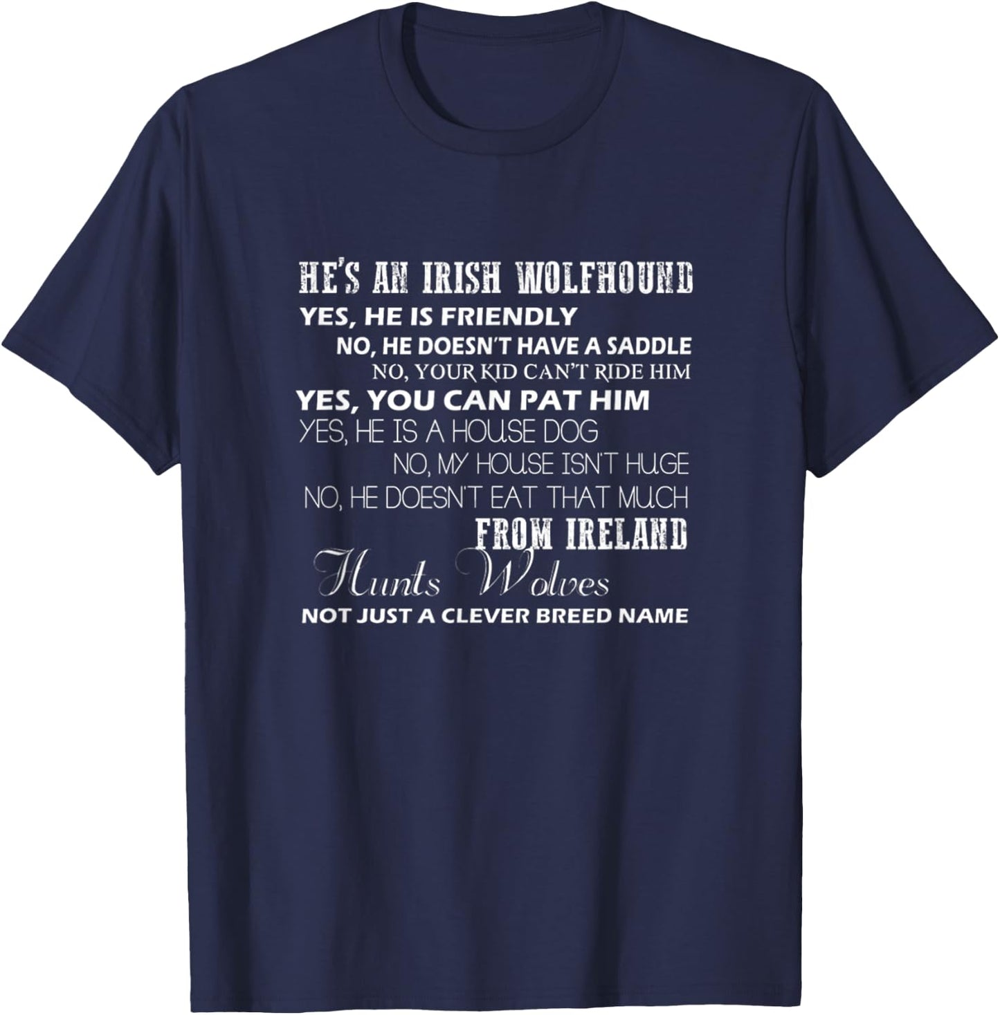 He's An Irish Wolfhound Common Questions Answers T-Shirt - T-Shirt | Navy