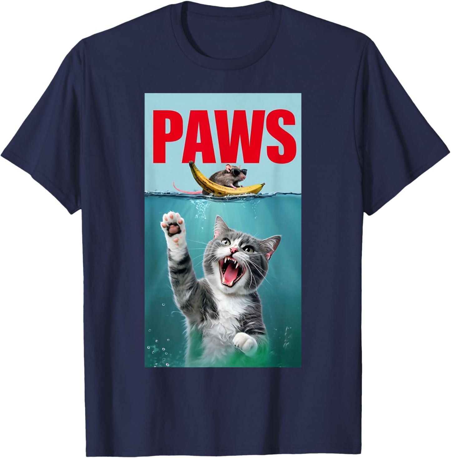 Funny Paws Shirt Paws Jaws Mouse T-Shirt - T-Shirt | Navy
