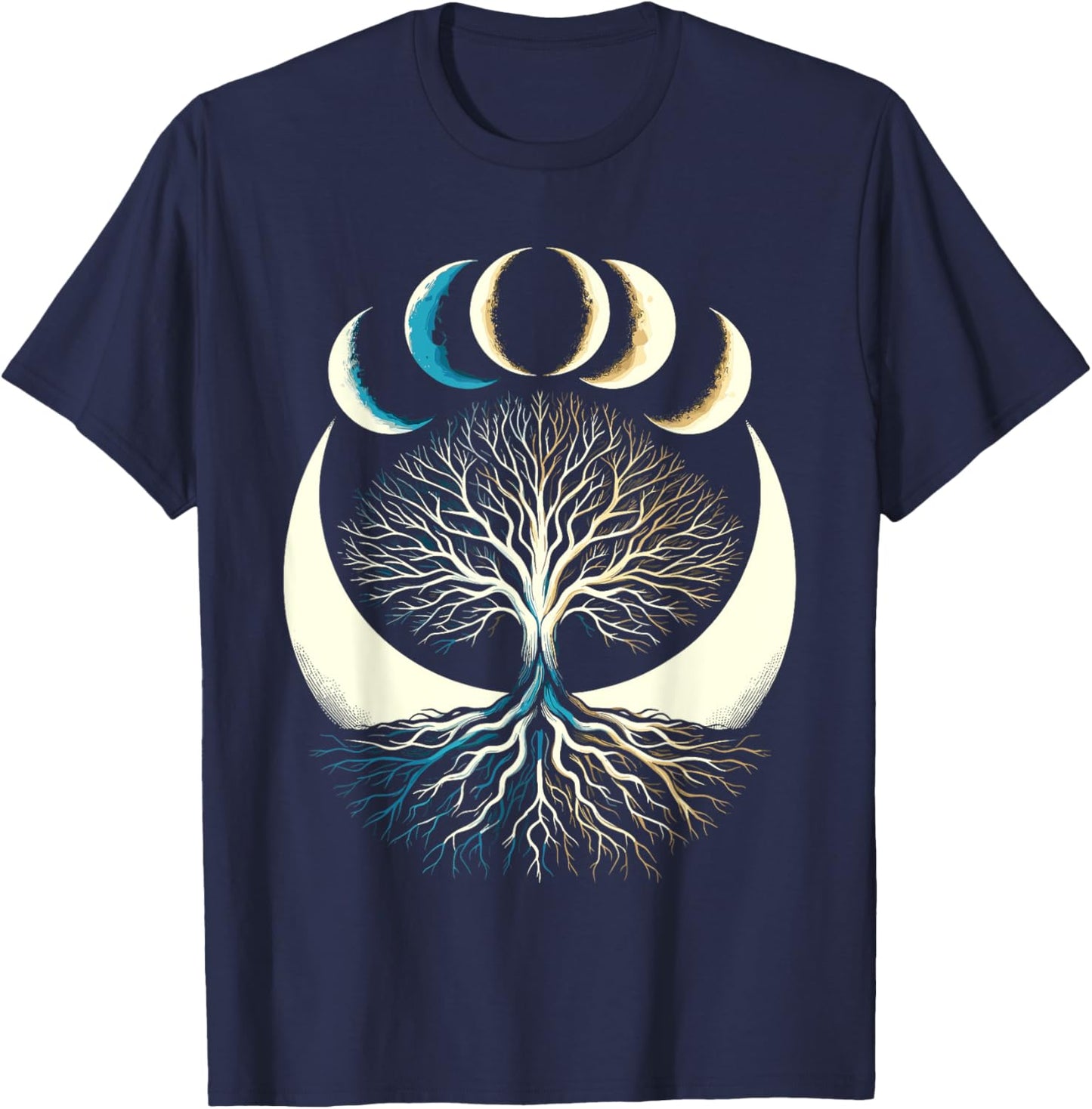 Phases Of The Moon Tree T-Shirt - T-Shirt | Navy