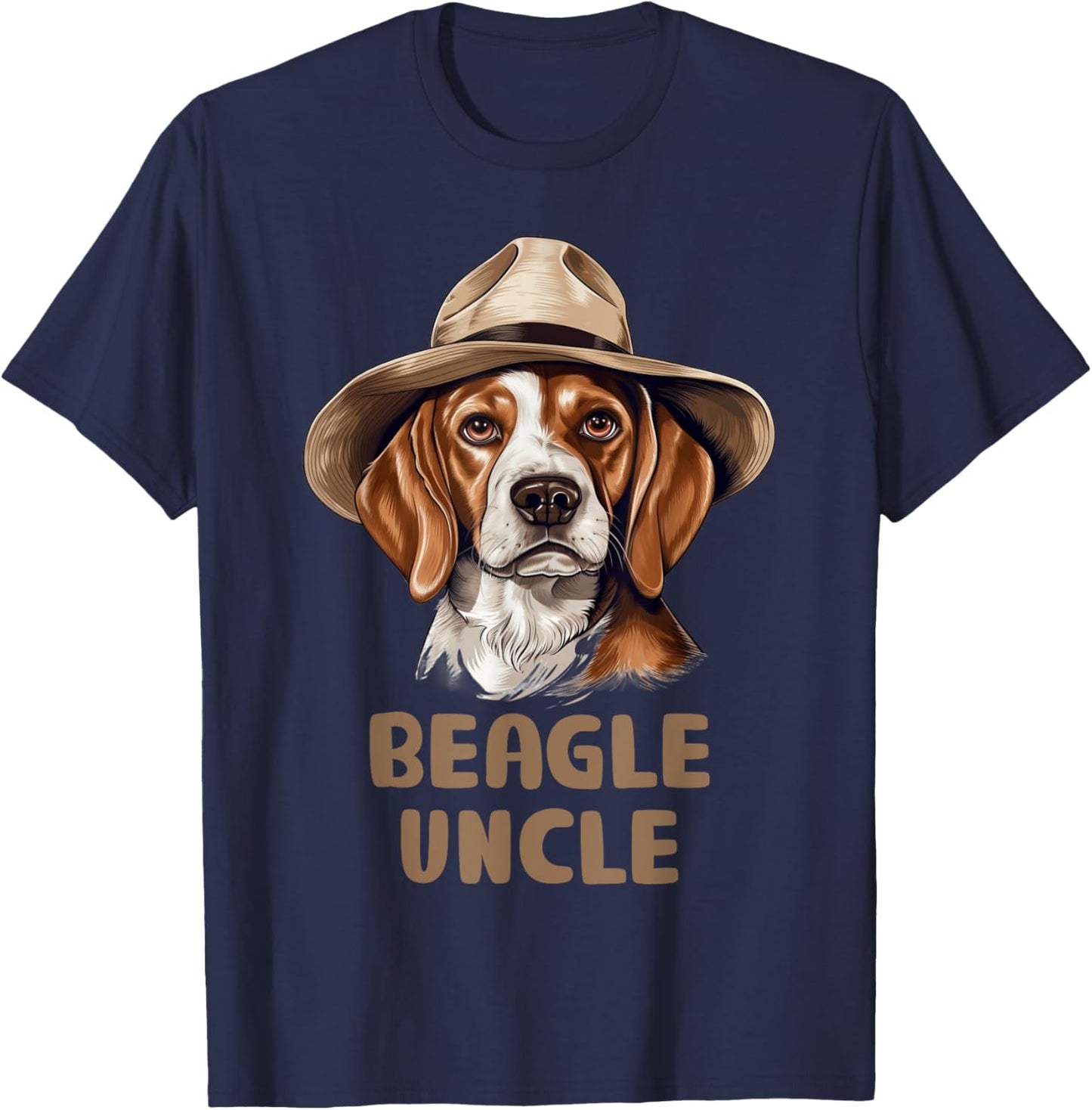 Cute Beagle Uncle Dog Lovers Gift Funny Puppy Beagle Owner Men Women Kids T-Shirt - T-Shirt | Navy