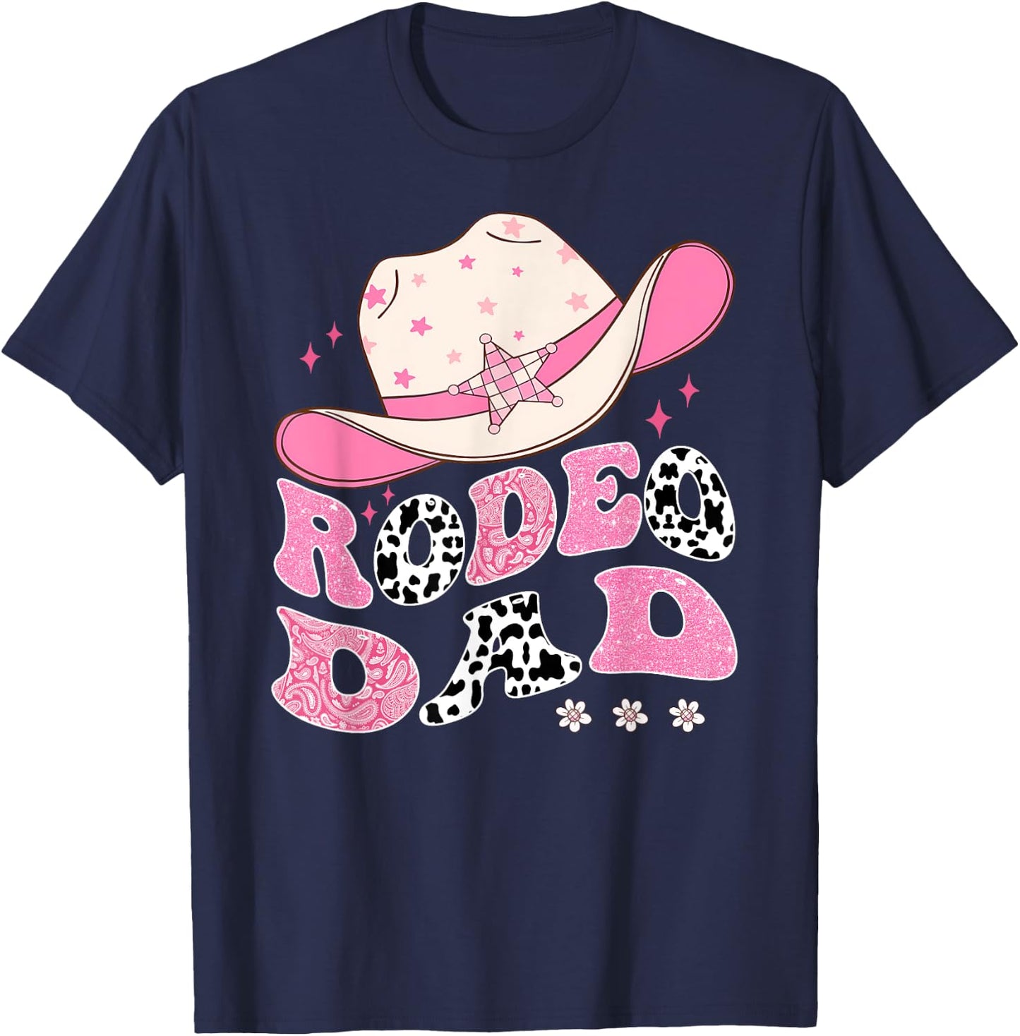 Rodeo Dad Pink CowGirl 1St Birthday Family Matching T-Shirt - T-Shirt | Navy