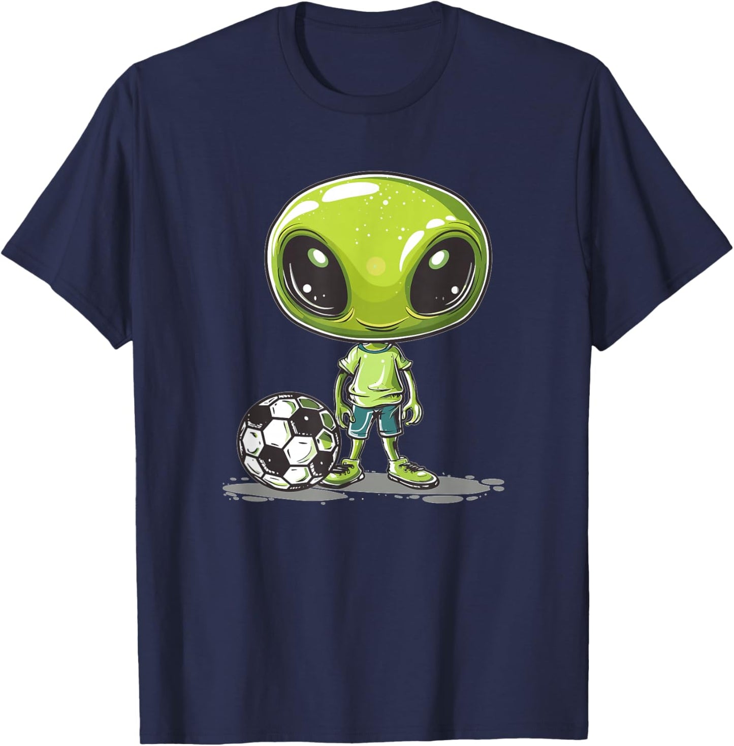 Cute Alien Soccer I Kids Soccer Alien T-Shirt - T-Shirt | Navy