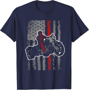 USA Flag Trike Bike Men's Motorcycle Trike Rider Triker T-Shirt - T-Shirt | Navy