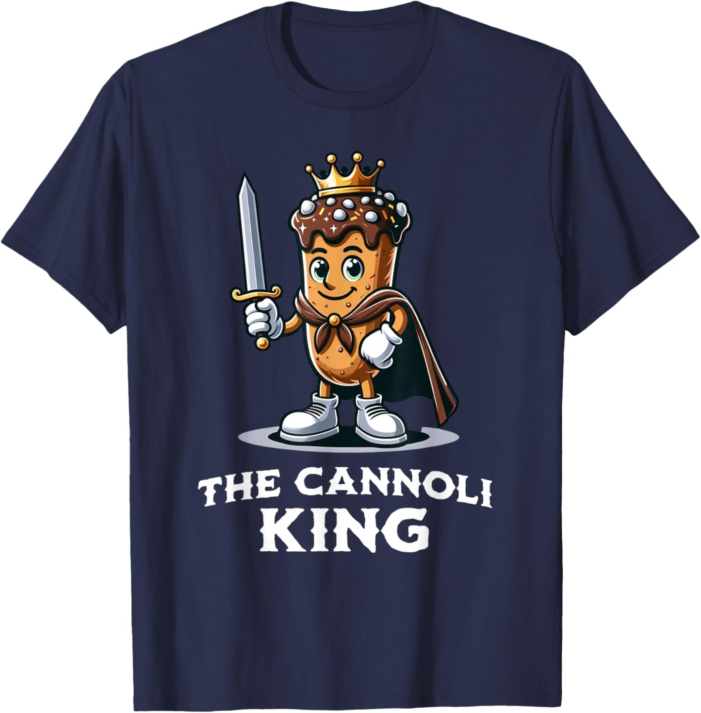 Cannoli King Funny Cannoli Lover Italian Desert Illustration T-Shirt - T-Shirt | Navy