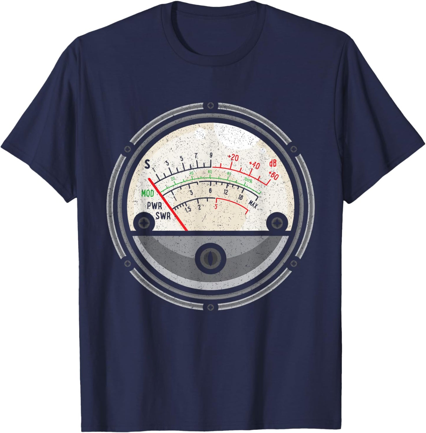 Ham Radio Operator Administrator Nerd SWR Meter Distressed T-Shirt - T-Shirt | Navy
