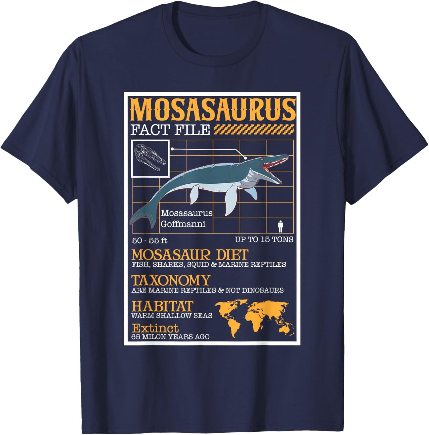 Mosasaurus T-Shirt - T-Shirt | Navy