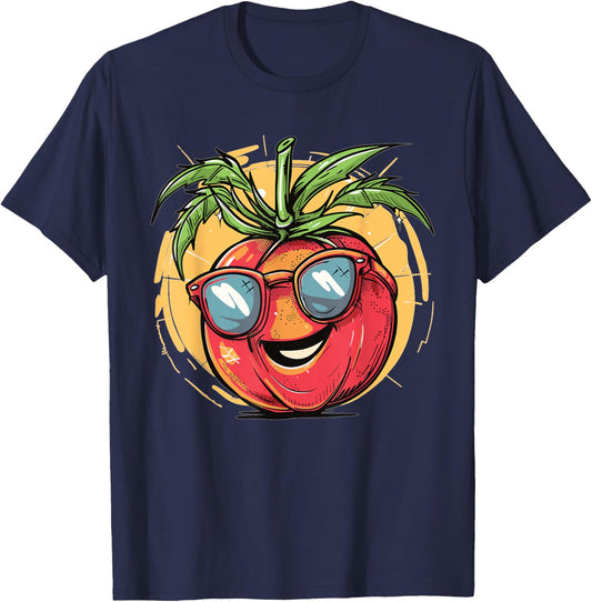 Cute Tomato With Sunglasses I Tomato T-Shirt - T-Shirt | Navy