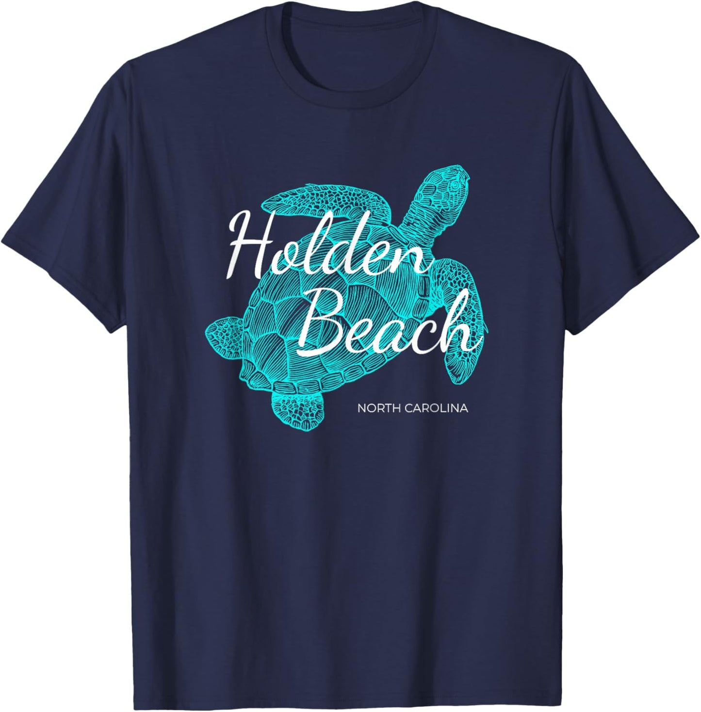 Holden Beach North Carolina Vacation With A Turtle Graphic T-Shirt - T-Shirt | Navy